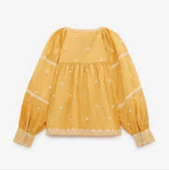 Zara Yellow Embroidered Jacket/Shirt with Tassles. Size XS BNWT - Picture 4 of 7